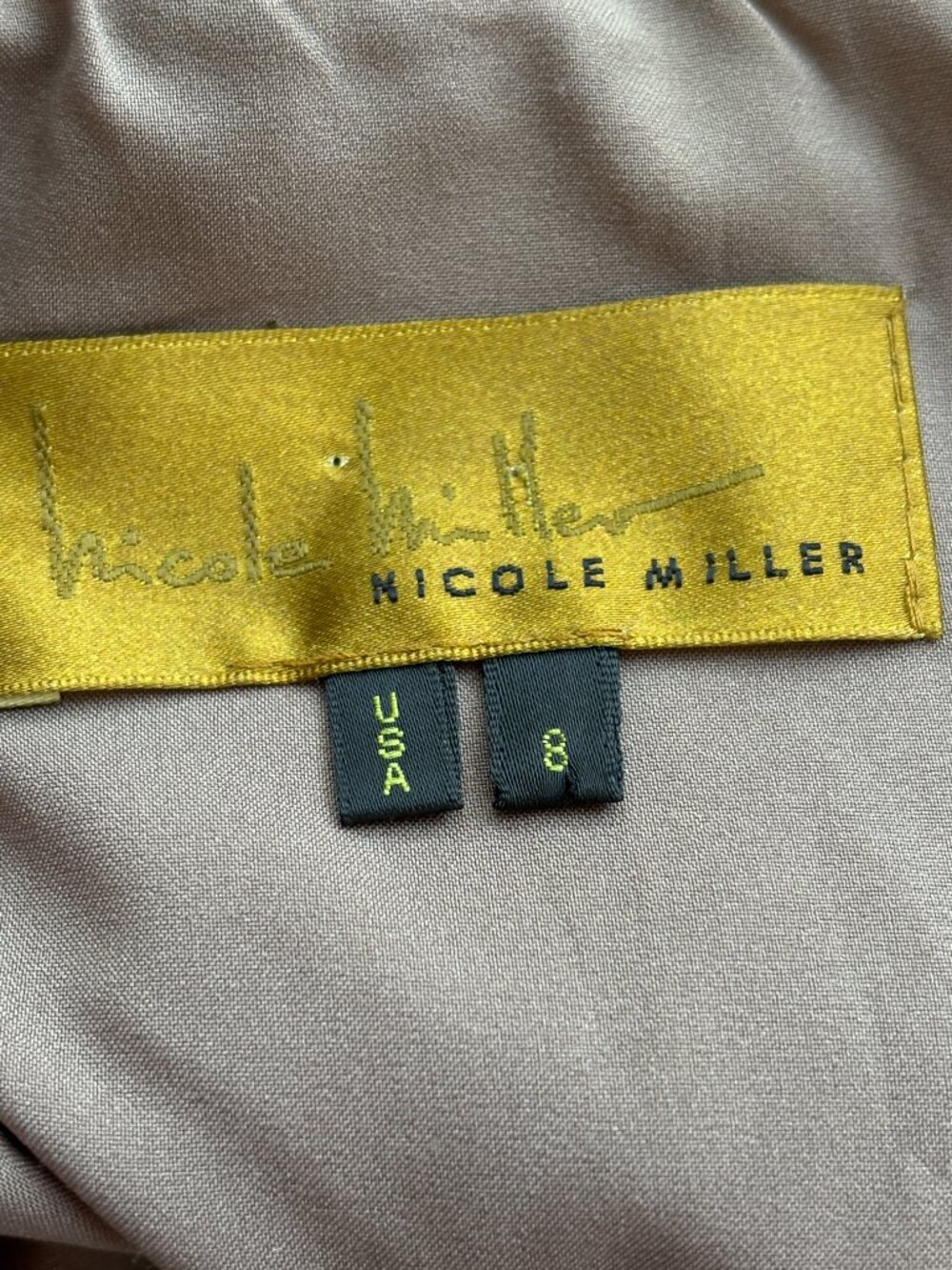Nicole Miller Collection Bronze Metallic Crinkle Dress 8 Like New - Picture 4 of 5